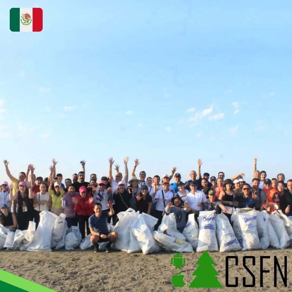 Voluntarios de "Domingo por el Futuro del Mar" durante una limpieza de playa en Acapulco