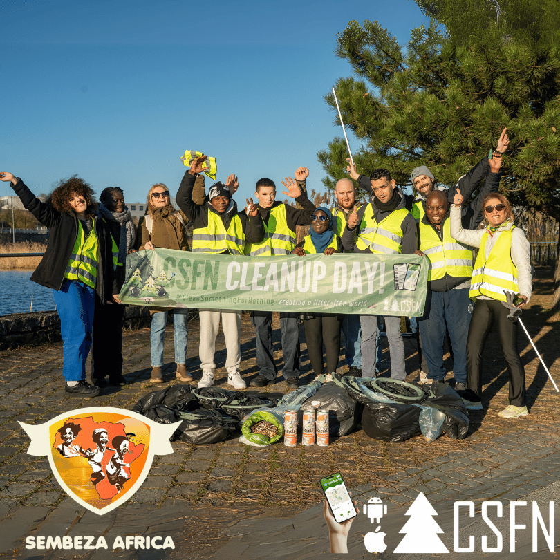 Volunteers on a cleanup in Central Park in Luxembourg with Sembeza Africa and CSFN