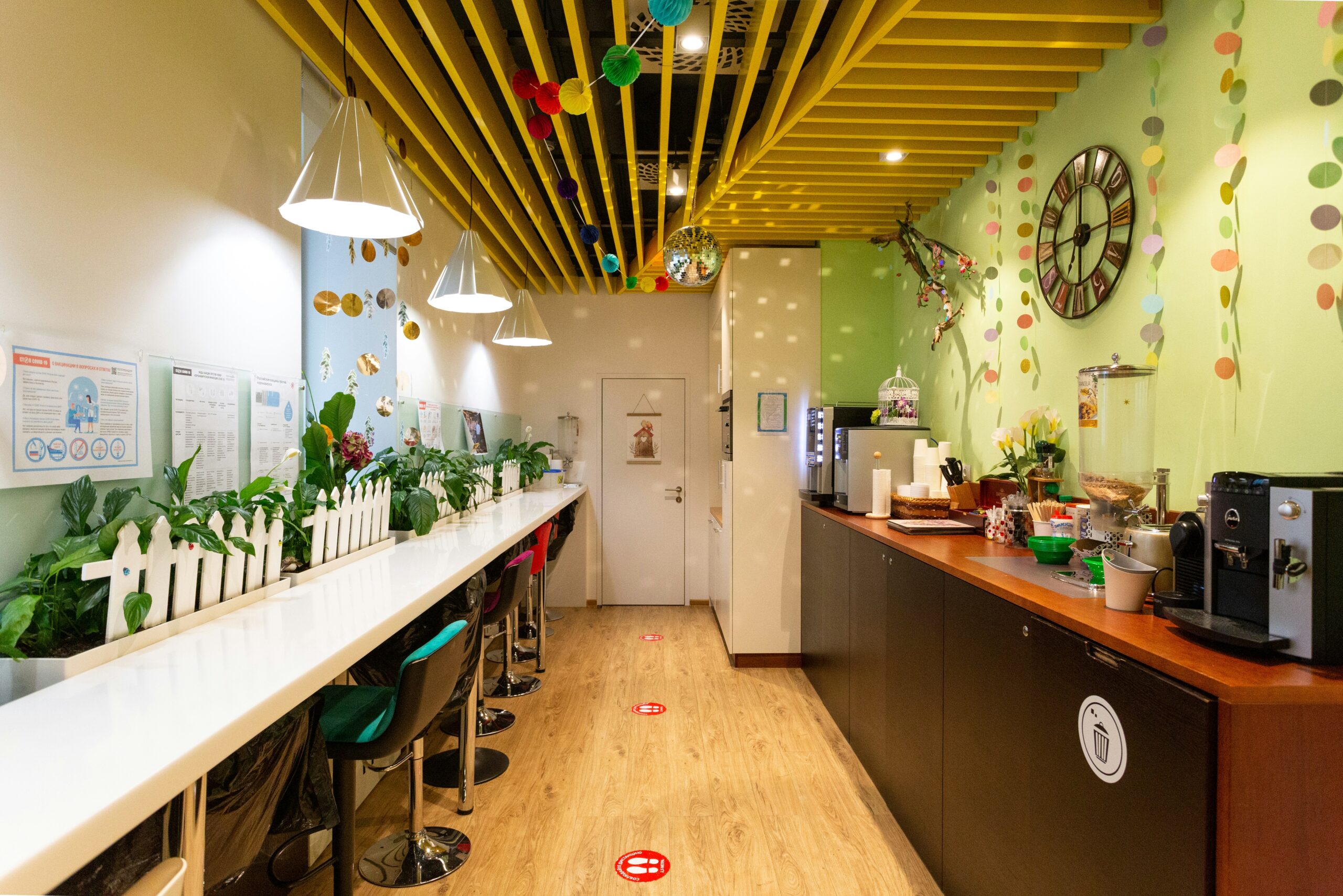 n office kitchen illustrating Plastic Free July at the workplace.
